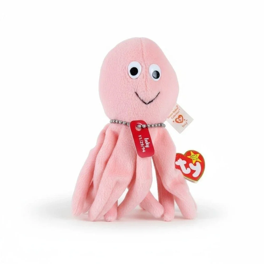 Vintage‎ 1994 Ty Beanie Babies Inky the Octopus Pink Plush Stuffed Animal